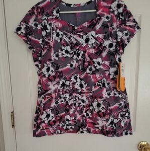Urbane Scrub Top Women's Size L Pink/Gray
